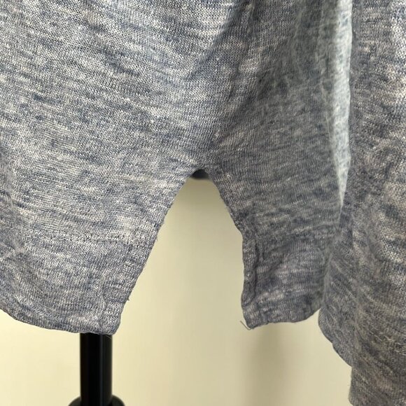 Tahari Cardigan LARGE Blue Linen Open Front Hooded Lightweight Sweater Casual - Picture 6 of 10